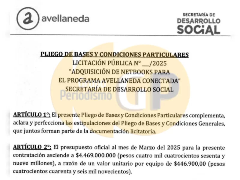 Avellaneda enfrenta polémica por licitación de netbooks con un sobreprecio millonario