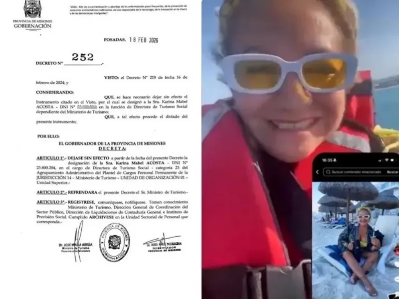 Tras el esc&aacute;ndalo por un video viral, el Gobierno de Misiones resolvi&oacute; desplazar a la directora de Turismo Social