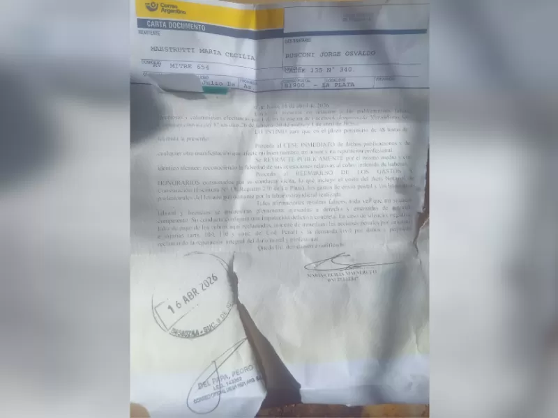 En 9 de Julio, una carta documento de Maestrutti oblig&oacute; a un medio a bajar una denuncia sin acceso a datos