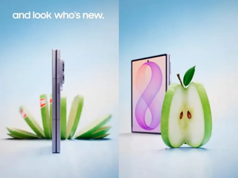 Samsung se burla del iPhone Duo, de 2.339 euros, con un aviso en el que una manzana se parte al doblarse