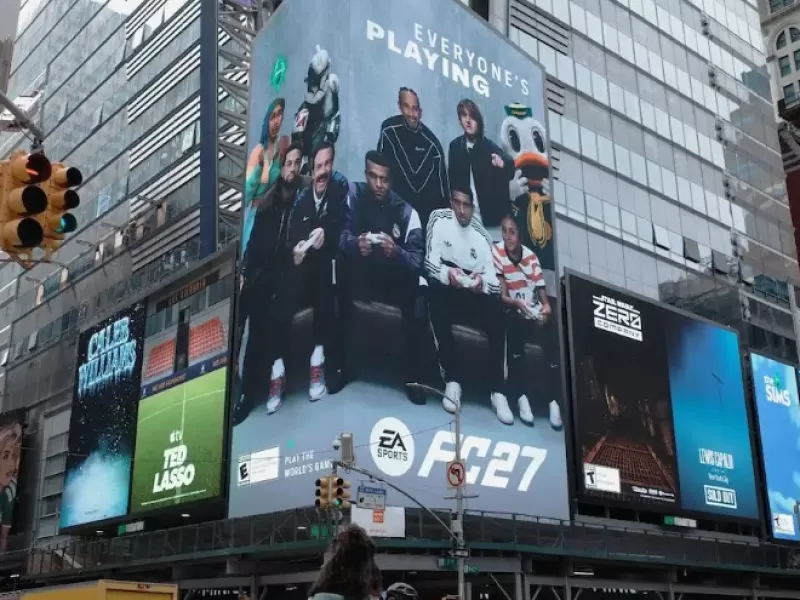 EA SPORTS FC 27 reuni&oacute; a Mbapp&eacute;, Bellingham y Lewis Hamilton en una campa&ntilde;a gigante en Times Square