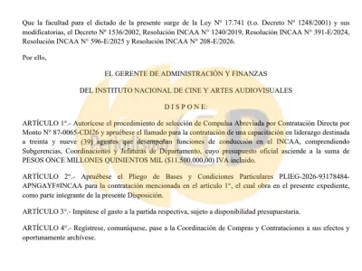 El Gobierno de Milei predica austeridad, pero destina 11,5 millones de pesos a cursos de liderazgo en el INCAA